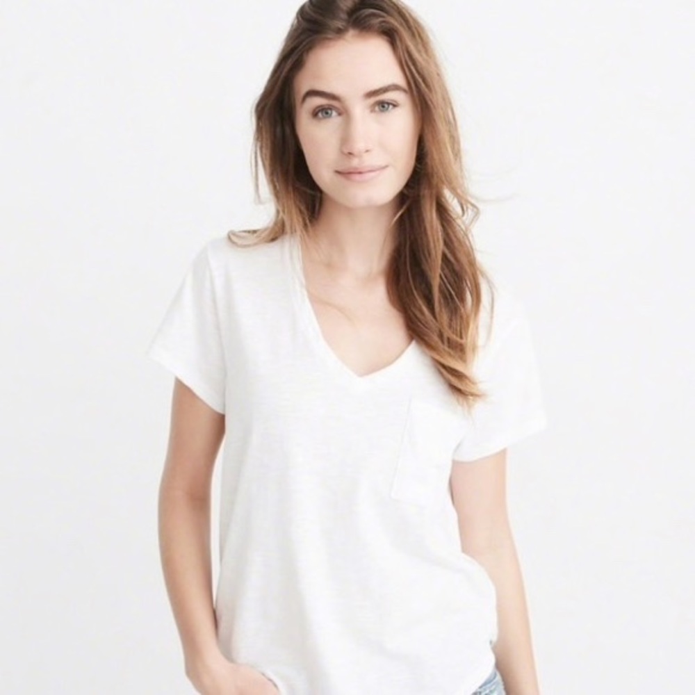 Abercrombie White V-Neck Tee